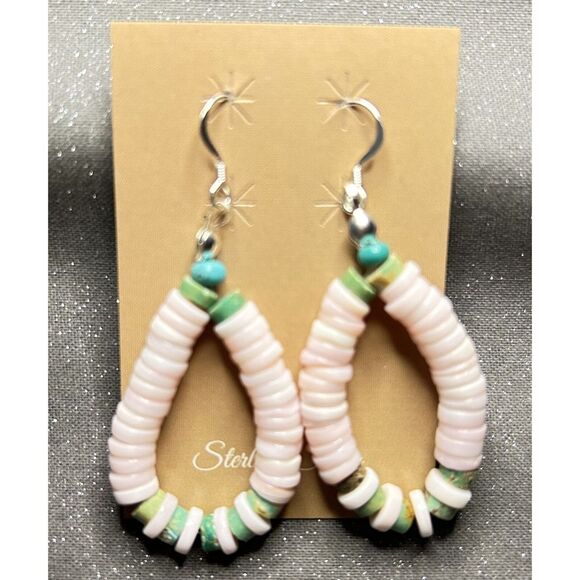 Mermaid Vibes Genuine Gemstone Beaded Teardrop Earrings β Silver & Handmade - Picture 6 of 7